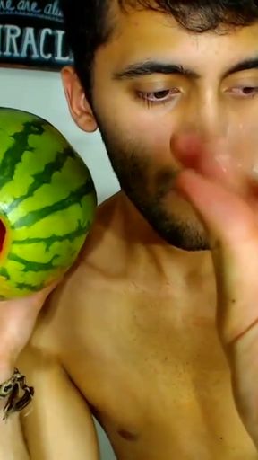 Fucking a watermelon until I cum inside it - Camilo Brown   Clip 1