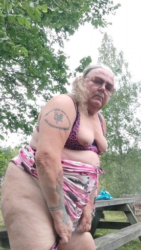 OUTDOORS SMALL COCK, SMALL REAL TITS, BIG BELLY BIG ASS  PISSING  CLOSE UP ANAL HOLE