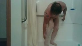 Showering and shaving in my bathroom