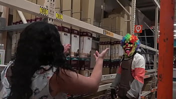 Queen Rogue Gets Fucked By Gibby The Clown In Home Depot