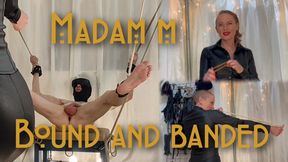 Bound and Banded - elastic band target practice and **** in an extreme exposed position.