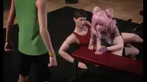 Randy Japanese chick gets drilled in the gym