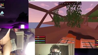 Amateur masked gamer is jerking off while streaming a gameplay