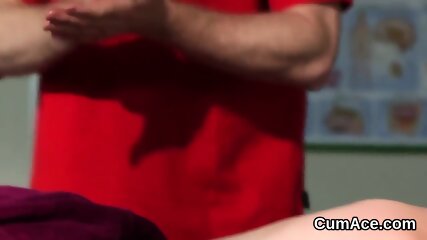 Randy centerfold gets cumshot on her face gulping all the ejaculate