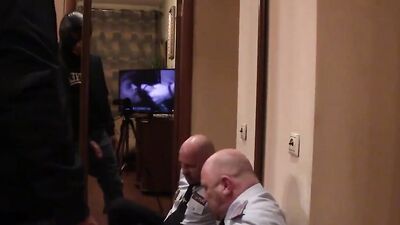 SKINHEAD with a BIG FAT DICK hard FUCKS the POLICEMAN'S THROAT hard and SLAPPING