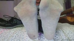 Hard Working Stinky Feet Shoes and Socks Removal With Talking Sole Tease