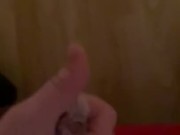 Wanking my hard white cock showing off my fat body