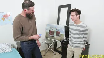 Max Ferro teaches Josh Hunter condom use with Dominic Pacifico in family roleplay