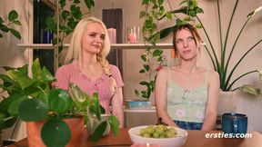 Hot blonde and brunette get their asses stretched in Erster Anal Verkehrs with Runa & Amber