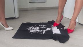 Wiping our Dirty shoes on your Black T Shirt SH