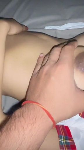 Stepsis in School Dress Fucked at Night by Stepbrother