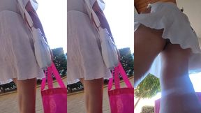 balade fin de journee en robe blanche presque transparente, sans culotte et ...