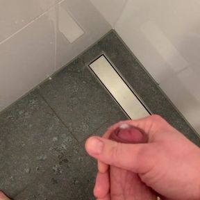 Uncut jerking off in the shower