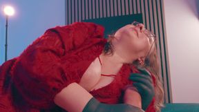 Gloved Handjob Hand Over Mouth - Dominant MILF Medical Gloves Edge &amp; Humiliate Skinny Guy POV