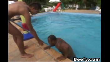 Beefy Gays get a hard fuck beside the pool