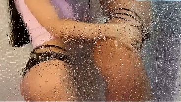 Lesbian Wet Clothes shower before scene with Yoya Grey and Nelly Kent