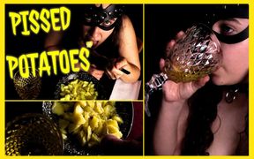 Piss Whore Gets Her Ration of Pissed Food and a Glass of Piss - Naughtymasochist