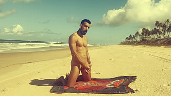 Nudist Beach - Dan naked and hard jerking off on the beach