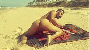 Nudist Beach - Dan naked and hard jerking off on the beach