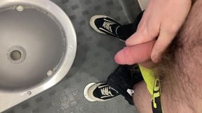 Young fag piss over train toilet