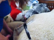 Fucking a teddybear with a condom