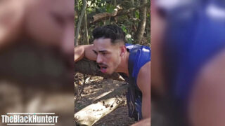 Outdoor threesome with amateur black hunks getting their asses fucked hard