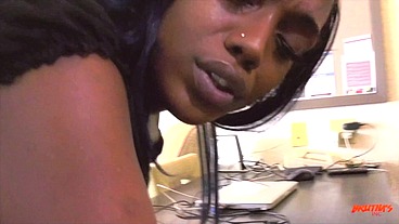 Big booty maid Blu Magic takes LT up her tight ass.