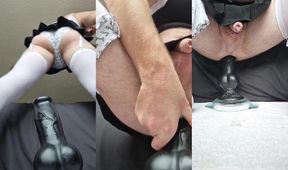 Sissy Tights Ripped XXL Knot Destroys Prostate Milks Gushing Cum Leak
