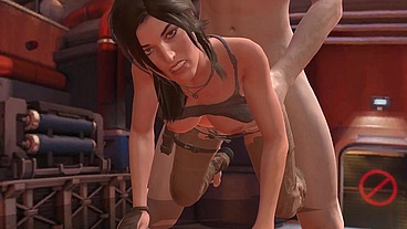 Lara Croft and the giant cock