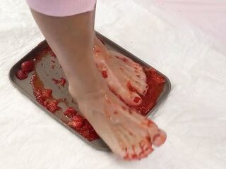 Peeing in strawberries and trampling 'em with my charming feet