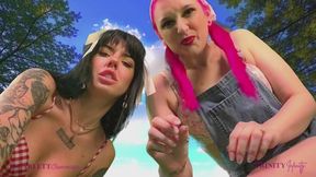 Giantess Picnic with Scarlett Cummings & Trinity Infinity VORE MOUTH FETISH EXTREME CLOSE UP