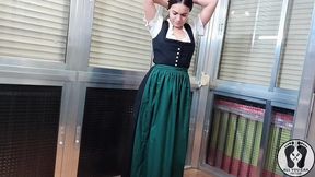 bavarian fantasy - latina in dirndl wet and messy cleaning the house