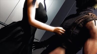Nyotengu in the elevator with Cloud’s clothed sin