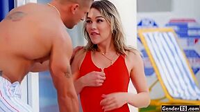 Shemale Lifeguard Emma Rose Rims And Bareback Anal Fucks Guy