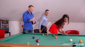 Sexy brunette hottie Francesca Dicaprio double penetrated on the pool table GP331 - PornWorld