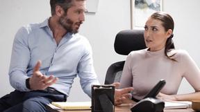 ”Office Slut COUGAR Bella Rolland tried to stay professional with her boss”