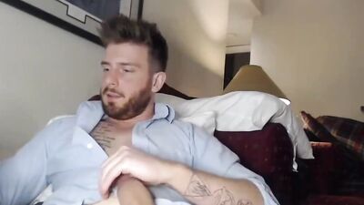 Straight man strokes his humongous hard cock on webcam