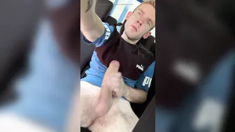 Hungarian guy with big pink cock jerks off in camper