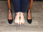 kelly_feet office secretary in black nylon stockings after work shoes