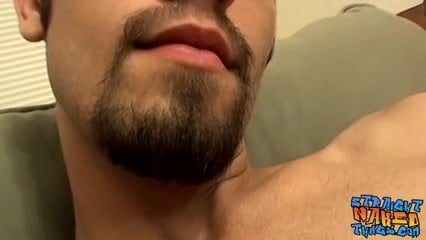 Skinny hairy straight thug rubs his small cock and cums