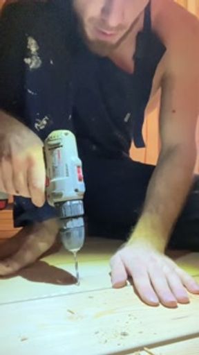 Russian WORKER gets horny at the construction site! Found a customer's SEX toy at work! Dirty fuckin