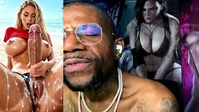 tight bald pussy slut with a gigantic girl cock jerking off and cumming at the beach, ai generated