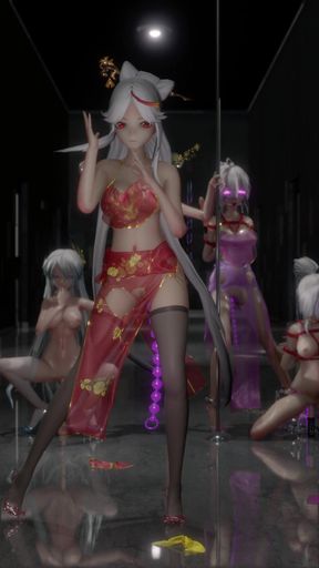 [mmd] Black Silk Condensation Light Taoyuan Love Song Erotic Ancient Style Cheongsam Belly Pocket