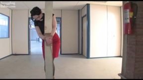 Lady in Red Pole-tied Cleavegagged