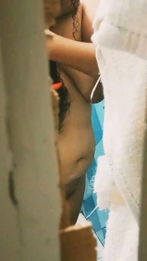 my chubby mexican mother-in-law lets me record her while she takes a shower   Clip 1