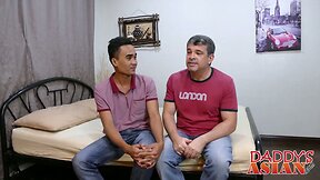 Asian twink having an awesome sex action with older stud