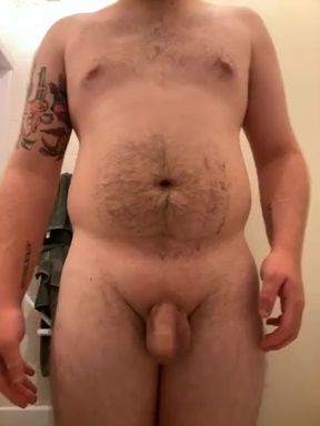 Big boy smacks his small dick and humps the air like a pig