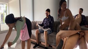 I give my young maid a hard fuck in exchange for giving her permission to leave early.