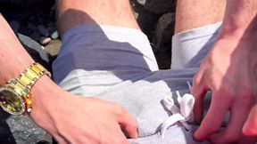 Persuaded a passer-by to give a for money on the beach