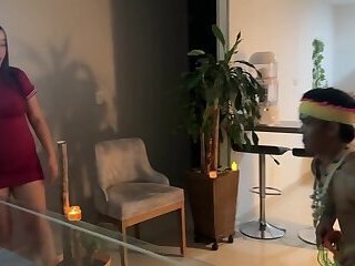 I do a very sexy Hawaiian show to my rich stepsister, she gets horny and I end up putting my rich